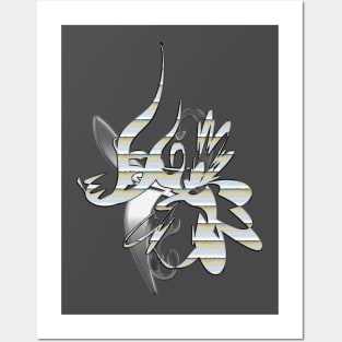 Silver flower Posters and Art